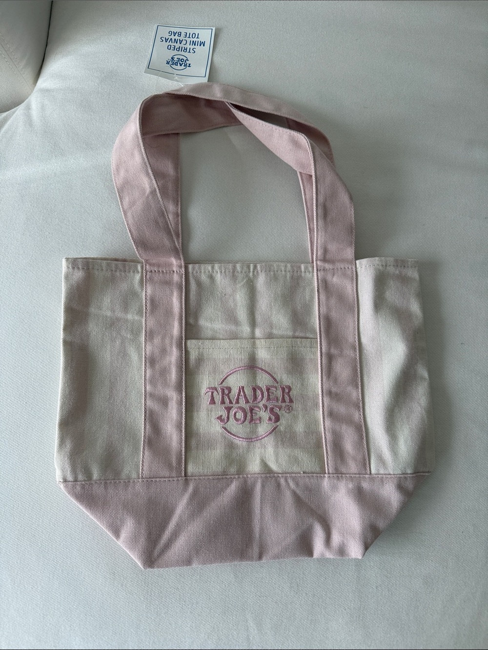 Trader Joe's Pink Canvas Tote Bag with Contrast Trim - Picture 2 of 6